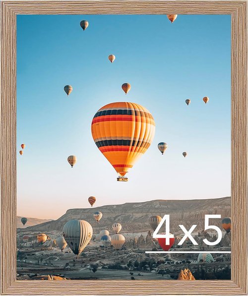 JCJMY 4x5 Rustic Brown Picture Frame - Versatile Wall Hanging or Tabletop Display with Shatter-Resistant Plexiglass
