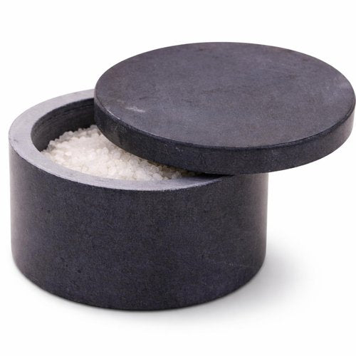 KC KULLICRAFT Unique Salt and Pepper Box Elegant Round Marble Salt Box With Lid For Salt, Spice and Herbs Storage. Perfect Container To Store. (3.5" x 2" Inches)