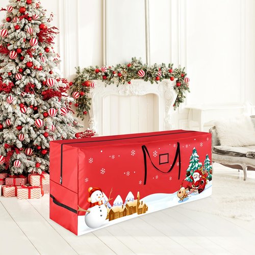 ABXMAS Christmas Tree Storage Bag, Fits Up 9 Ft Tall Artificial Trees with Reinforced Handles, Beautiful and Durable 600D Oxford Xmas Tree Storage Bag, Red