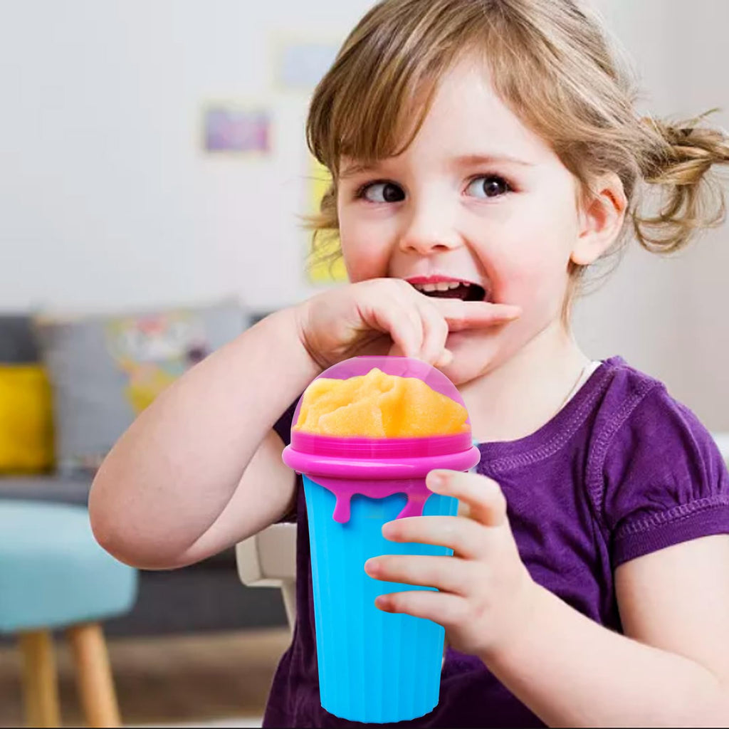 NUFR Slushie Maker, Large Capacity Magic Quick Frozen Smoothies Cup, Double Layer Squeeze Cup Slushy Maker, Homemade Milk Shake Ice Cream Maker DIY for Children and Family
