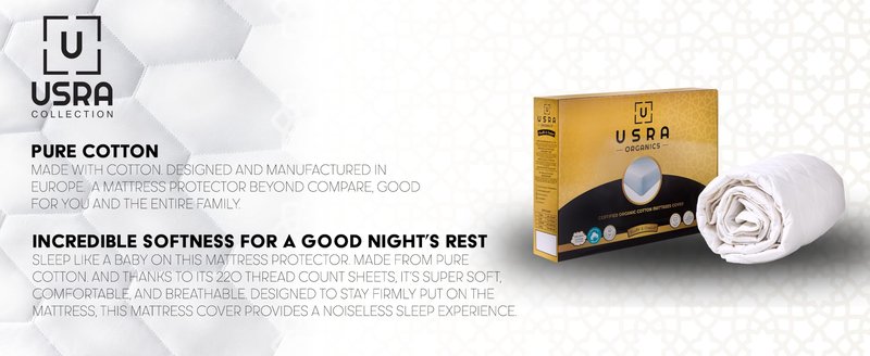 USRA 100% Cotton Twin Mattress Topper Protector Cover - 300 GSM Quilted Non-Toxic 18" Deep Premium Quality Thick Soft Water Resistant Pad for Mattress - Oeko-TEX Certified