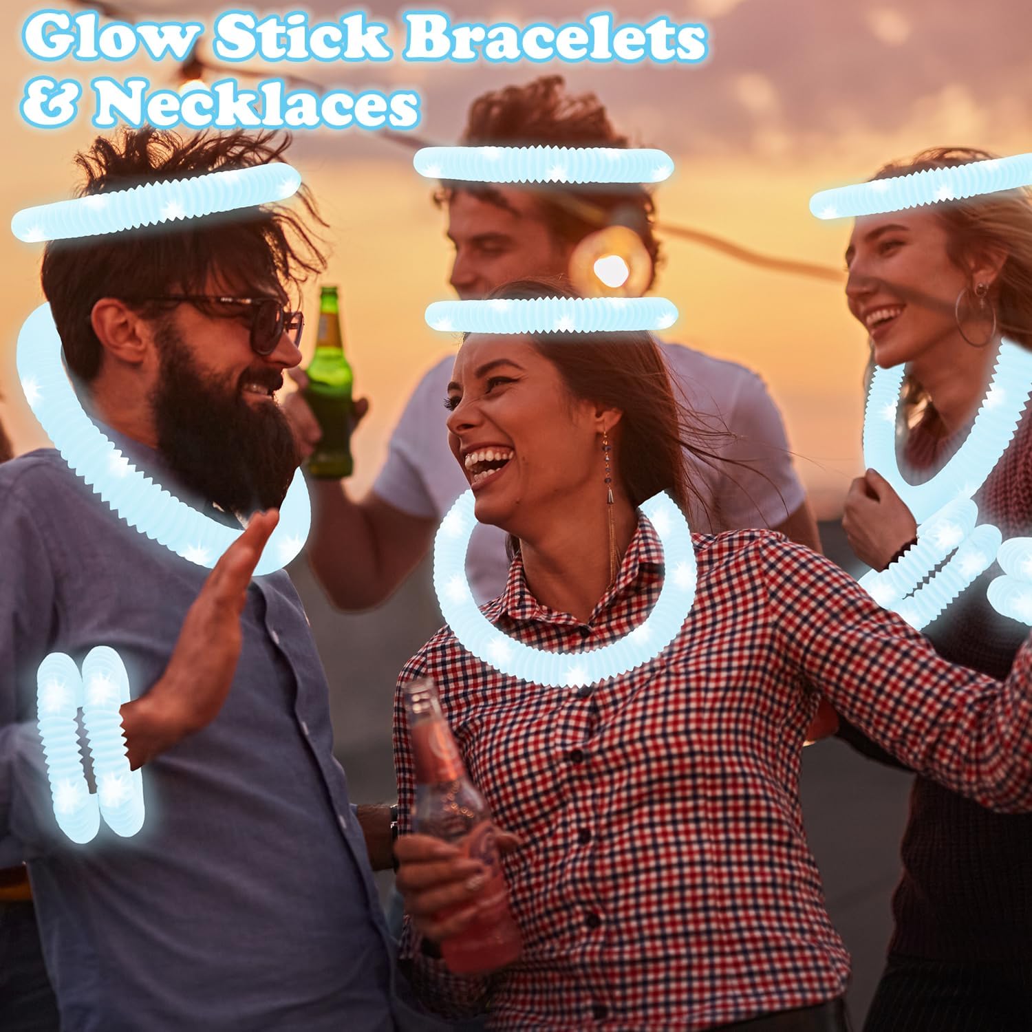 Skiennix Glow Sticks - 12-24 PCS White Party Favors | Fun Necklaces & Bracelets for Kids' Celebrations