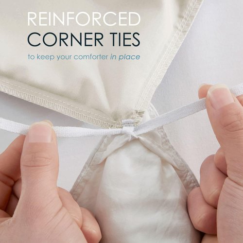 Hearth & Harbor Off White Duvet Cover - Soft 3-Piece Queen Bedding Set | 90x90 Inches with Button Closure