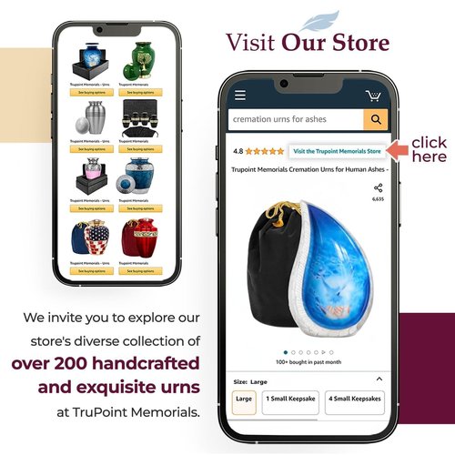 Trupoint Memorials Cremation Urns for Human Ashes, Decorative Burial Urn for Adult Men & Women – Large, White Blue Teardrop Dove