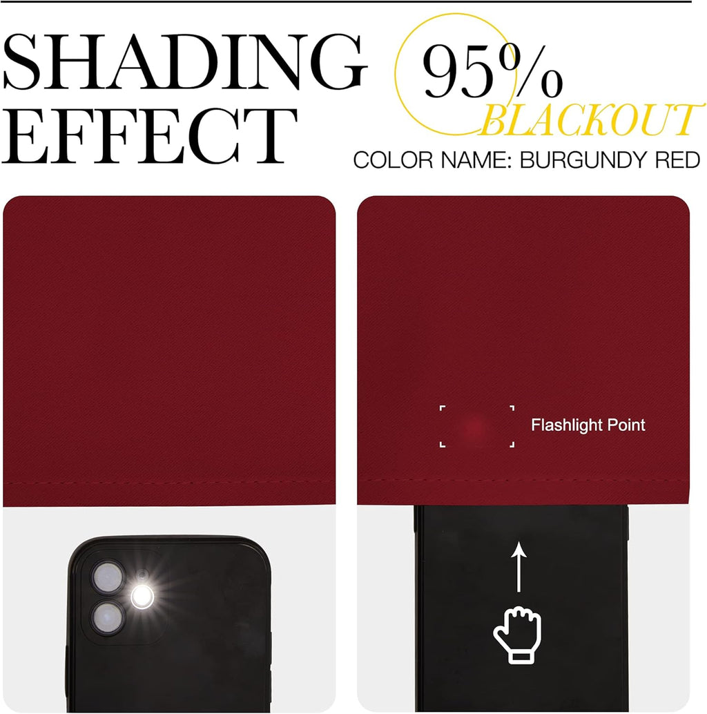 NICETOWN Burgundy Blackout Curtains - Thermal Insulated Drapes for Laundry Room | 55x68 Inch Pair