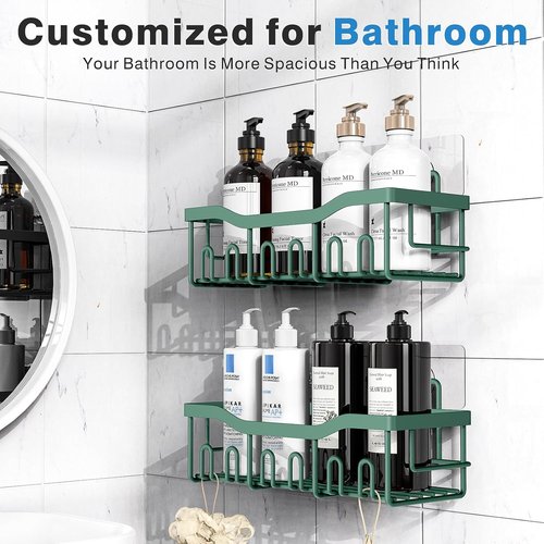 EUDELE Shower Caddy - 2 Pack Adhesive Organizer for Bathroom & Kitchen Storage | Rustproof Stainless Steel