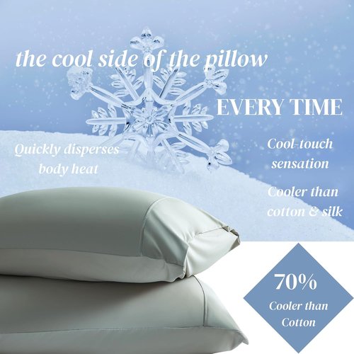 Beckham Hotel Collection Cooling Pillowcases - King Size Set of 2 | Silky Soft, Breathable, Aqua Gray