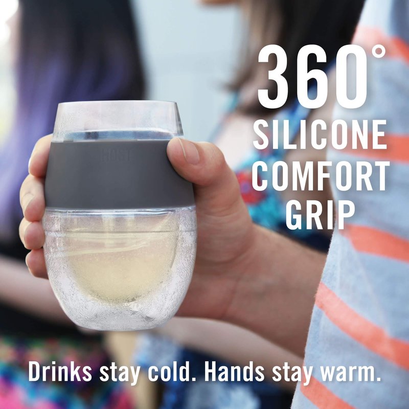 Host Wine Freeze Cup with Lid, Double Wall Insulated, Cooling Freezable Drink with Gel, Glasses for Red and White Wine, 8.5 oz, Set of 2, Mint