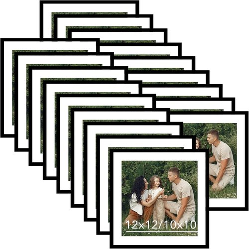 JCJMY 18-Pack 12x12 Picture Frames - Black Gallery Wall Frame Set for 10x10 or 12x12 Photos