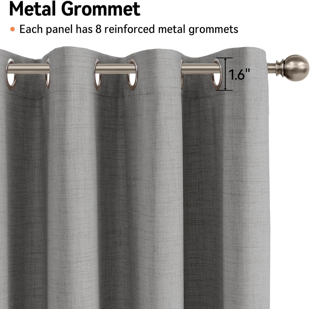 Skiennix 100% Blackout Curtains - Thermal Insulated Grey Linen Drapes | 50" W x 84" L, 2 Panels