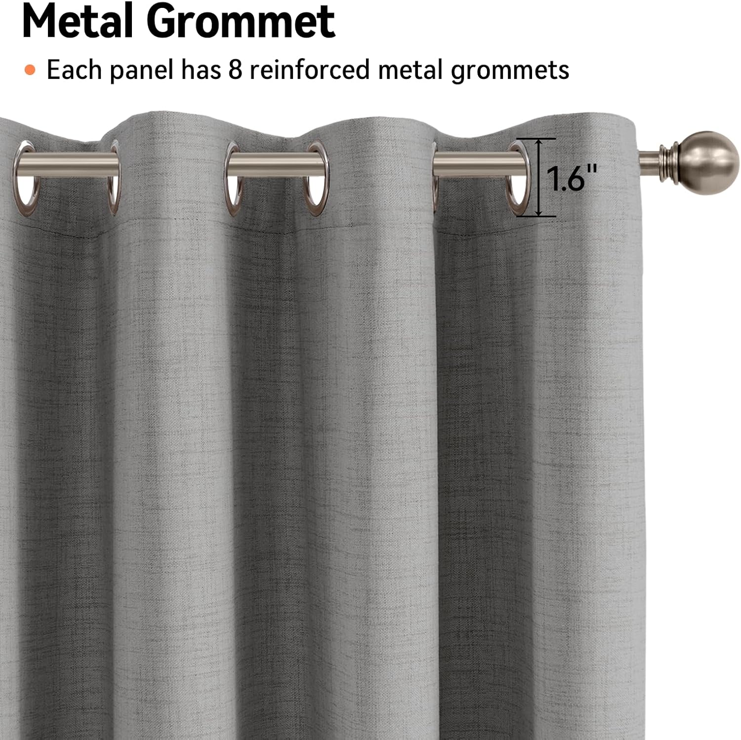 Skiennix 100% Blackout Curtains - Thermal Insulated Grey Linen Drapes | 50" W x 84" L, 2 Panels