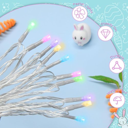Cshare Easter String Lights - Battery Operated 30 LED Fairy Lights | 9.8ft Pastel Decor with Timer for Indoor/Outdoor Parties