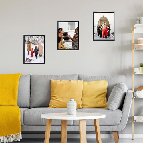 JCJMY Picture Frame - 9.5x13 Black Wall Mount for Horizontal or Vertical Display | Shatter-Resistant Plexiglass