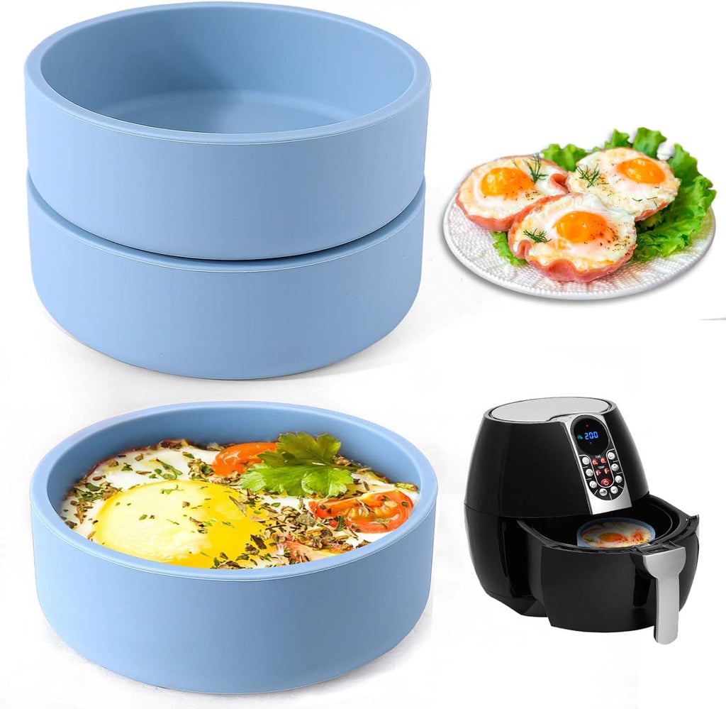 XANGNIER Silicone Egg Mold - 3 Pcs Reusable Nonstick Egg Bites Pan | BPA Free, Dishwasher Safe, Blue