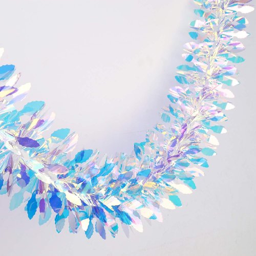 Iridescent Hanging Decorations - 6ft Shiny Foil Garland for Christmas, Weddings & Parties