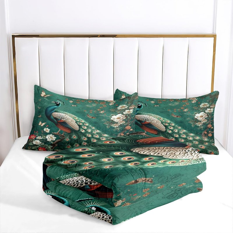 CCoutueChen Hummingbird Comforter Set King Size Floral Bird Bedding Sets Tropical Animal Bed Set Botanical Flower Plant Comforter 3Pcs Soft Microfiber Comforter for All Season（Adult Girls Women）