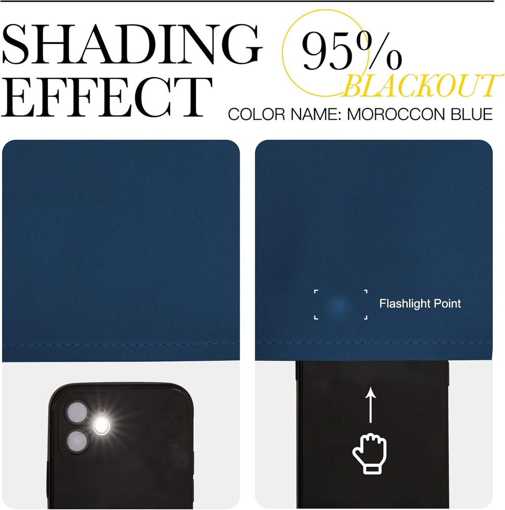 NICETOWN Moroccan Blue Blackout Curtains - 78" Long, 55" Wide, 2-Piece Set | Sound Reducing & Thermal Insulation for Modern Spaces