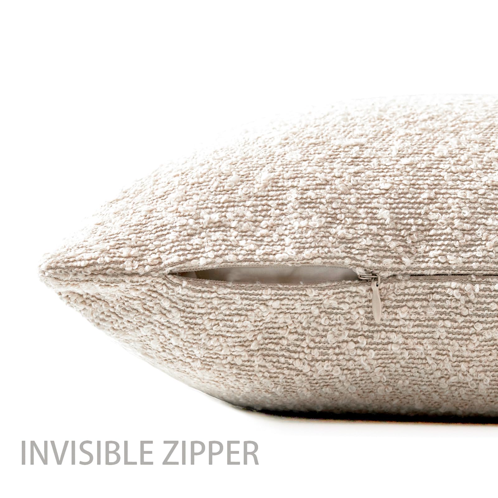 EIHU HOME 18x18 Boucle Throw Pillow Covers, Set of 2, Beige