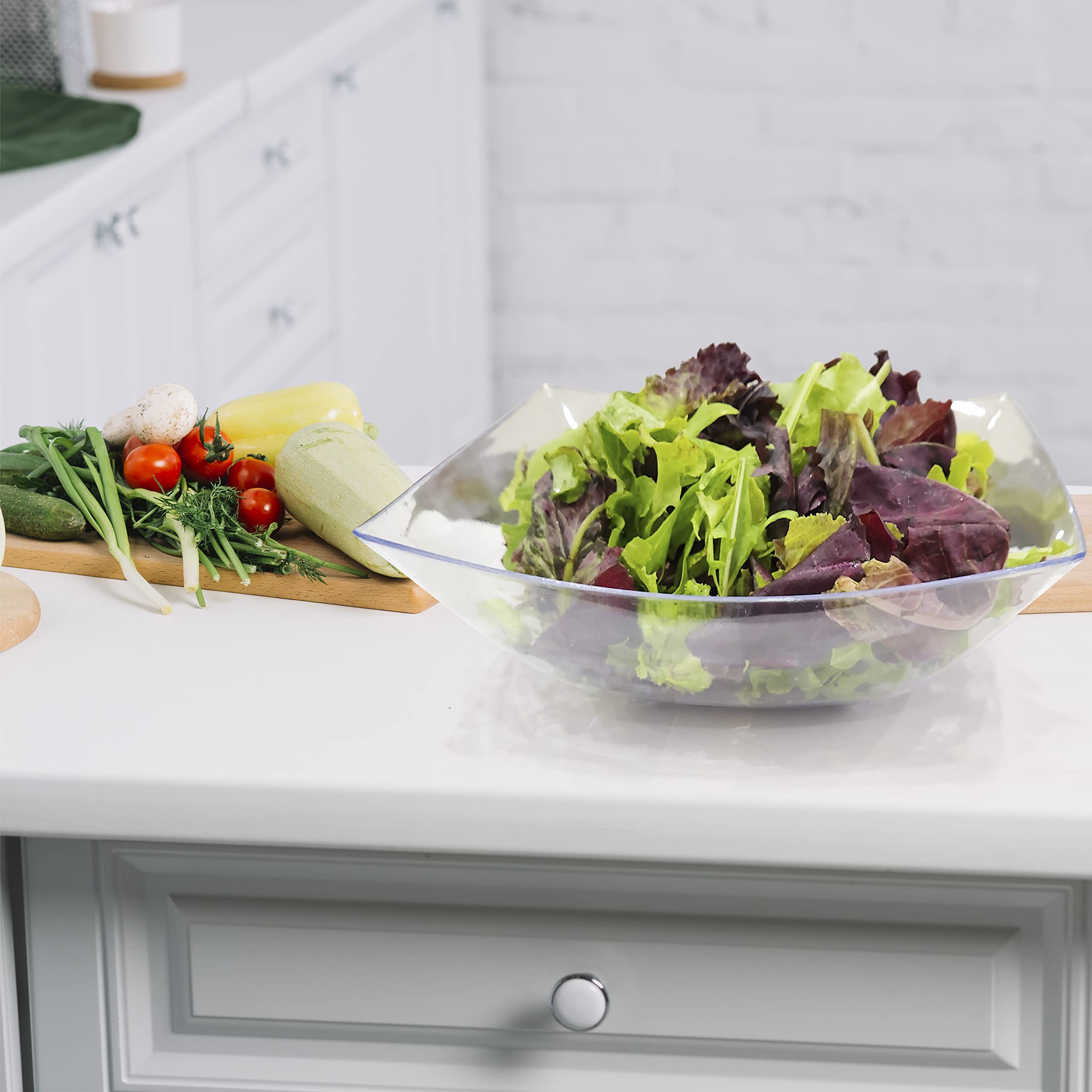 R-kay 6 Pack Extra Large Serving Bowl - 64 Ounce Plastic Serving Bowls For Entertaining - Clear Plastic Bowls For Salads And Snacks - Disposable bowls For All Occasions