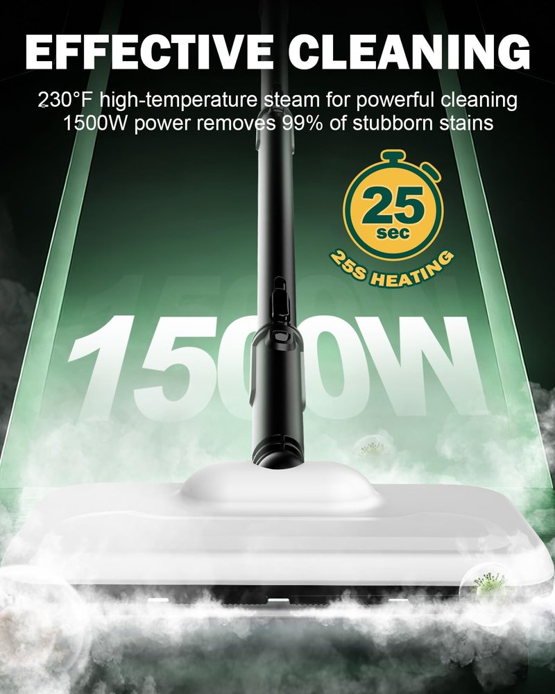 Powerful Comfortable Steam Mop, Chemical-Free Floor Steamer with Removable Water Tank and Fast Heat-Up, Versatile Handheld Steam Cleaner for Sealed Hard Floors, Marble, Stone, Hardwood, Tile, Laminate