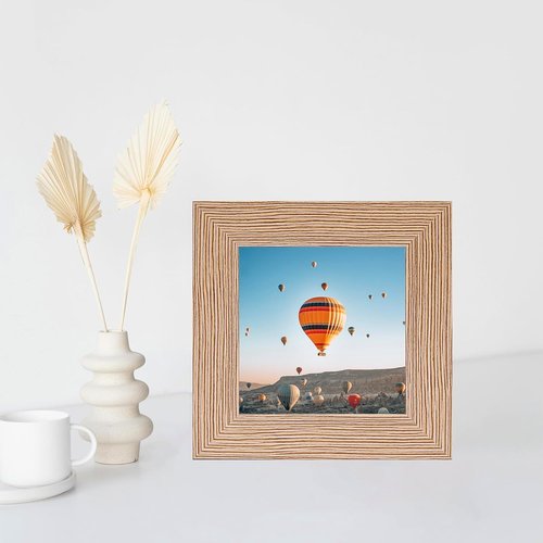 JCJMY 3x3 Picture Frame - Sturdy Rustic Brown Square Frame with Shatter Resistant Plexiglass