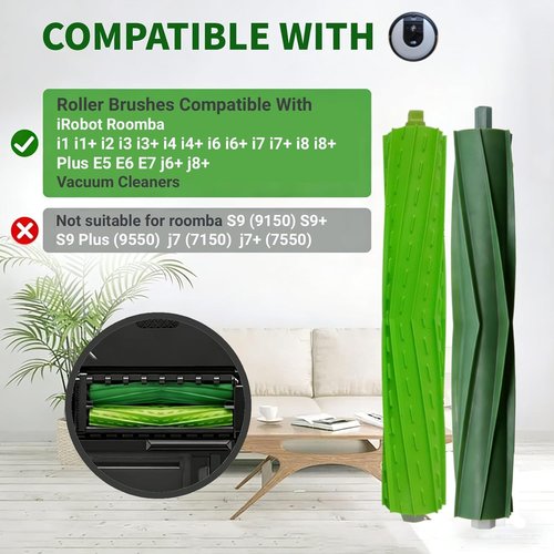 iRobot Replacement Parts - Rubber Roller Brushes for Roomba E, I & J Series | Compatible with i1, i2, i3, i4, i6, i7, i8 Models