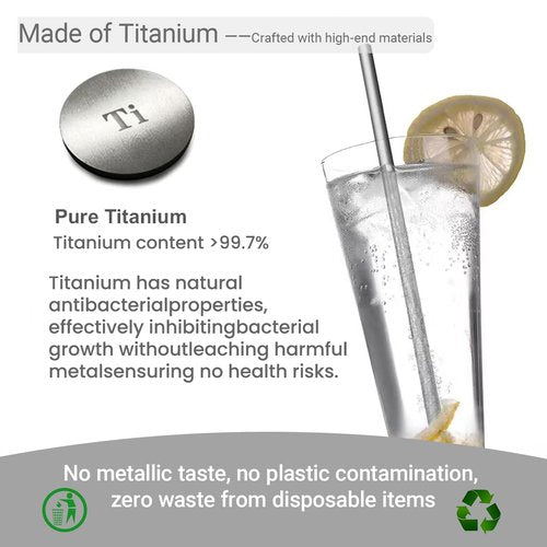 Pure Titanium Reusable Straws with Travel Case & Cleaning Brush,0.47'' Extra Wide Straws for Milkshake, Smoothie, Bubble Tea,Frappuccino,BPA Free & Eco Friendly,Dishwasher Safe, (Titanium 1.2cm)