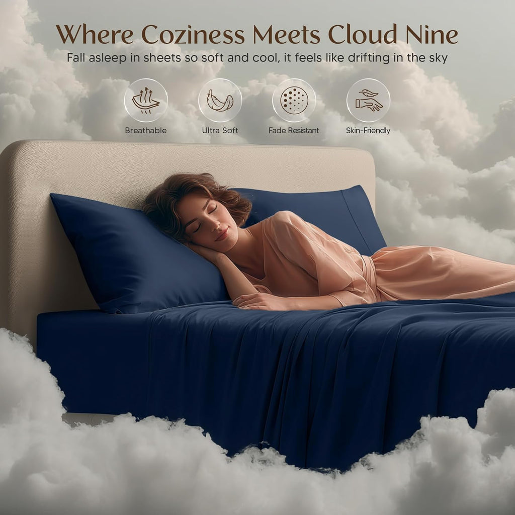 Utopia Bedding Twin XL Sheet Set - Soft, Breathable Microfiber 3-Piece Bed Sheets | Navy Blue
