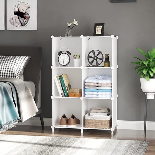 AWTATOS Cube Storage Organizer - 6 Cube Shelves for DIY Closet & Bedroom Organization - White