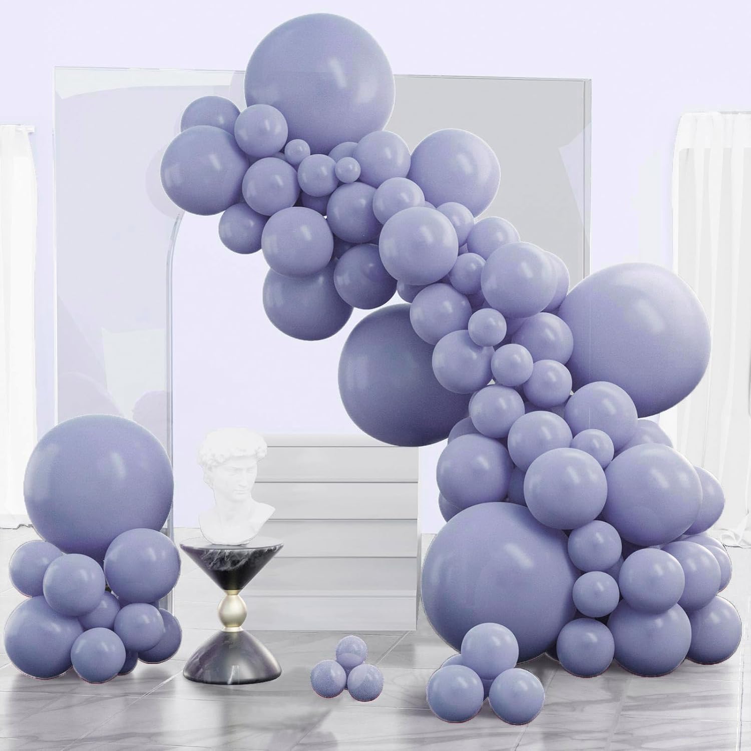 PartyWoo Dusty Blue Balloons - 120-Piece Boho Balloon Arch Kit for Baby Showers & Birthdays | 5-18 Inch Sizes