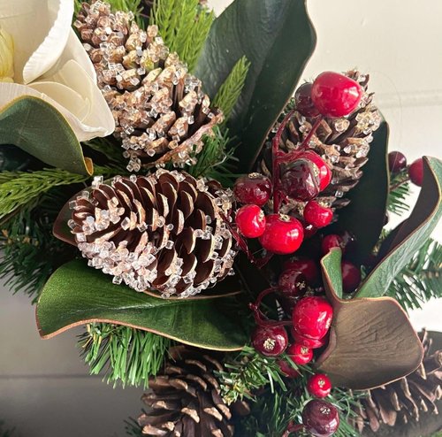 Happy Holiday | Handcrafted Artificial Floral Wreath - Year-Round Decorative Door Accent