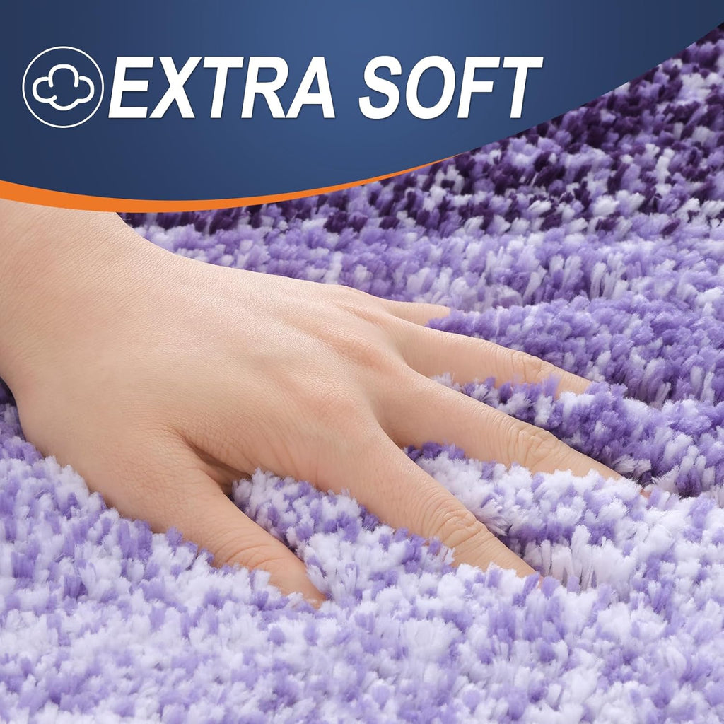 OLANLY Bathroom Runner Rug - Extra Soft Microfiber Mat 47x24 | Quick Dry, Washable, Rubber Backing, Violet