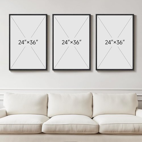 Large 3D Textured Framed Abstract Wall Art by [Brand Name] - Modern Minimalist Geometric Design | 24x36 In