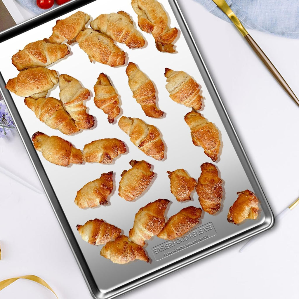 Skiennix Baking Sheet Set - Heavy Duty Stainless Steel Cookie Pans | Non-Toxic, Easy Clean, 5 Sizes (9-18 Inch)