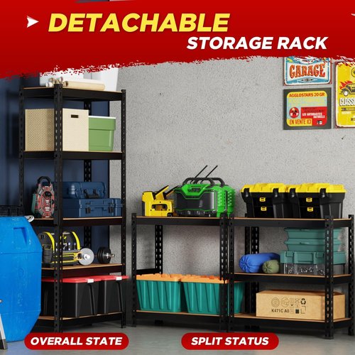 BestOffice Heavy-Duty 5-Tier Storage Shelves - Adjustable MDF Garage Shelving | 11.8" D x 27.6" W x 60" H