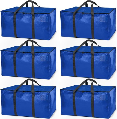 ClearSpace Heavy Duty Moving Bags - Large Storage Bags with Backpack Straps & Zippers | 6 Pack for Moving & Travel