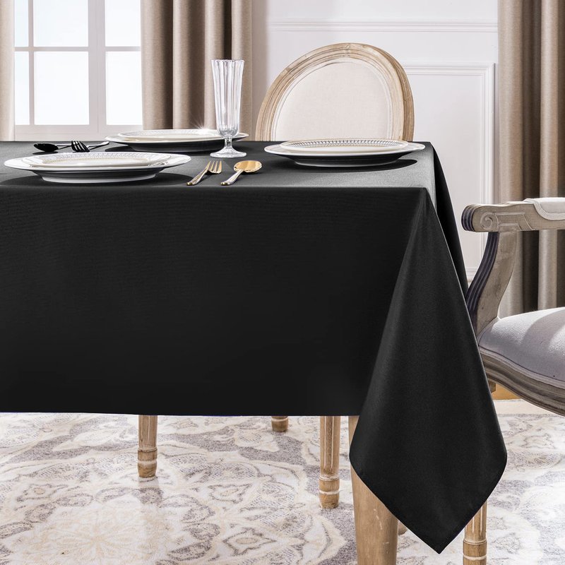 Softalker 60x102 Rectangle Tablecloth, Waterproof & Stain Resistant Table Cloths Wrinkle Free Fabric Washable Polyester Table Cover for Dining/Party/Outdoor/Wedding - Black
