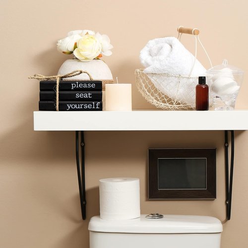Farmhouse Bathroom Decor - Rustic Mini Wooden Books for Stylish Restroom Shelf - Black Accent