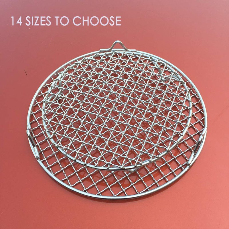 Turbokey Round Canning Rack Stainless Steel with Legs Dia 8.25" Heavyweight Cross Wire Steaming Cooling Barbecue Rack/Carbon Baking Net/Grill/Pan Grate (210mm/8.25")