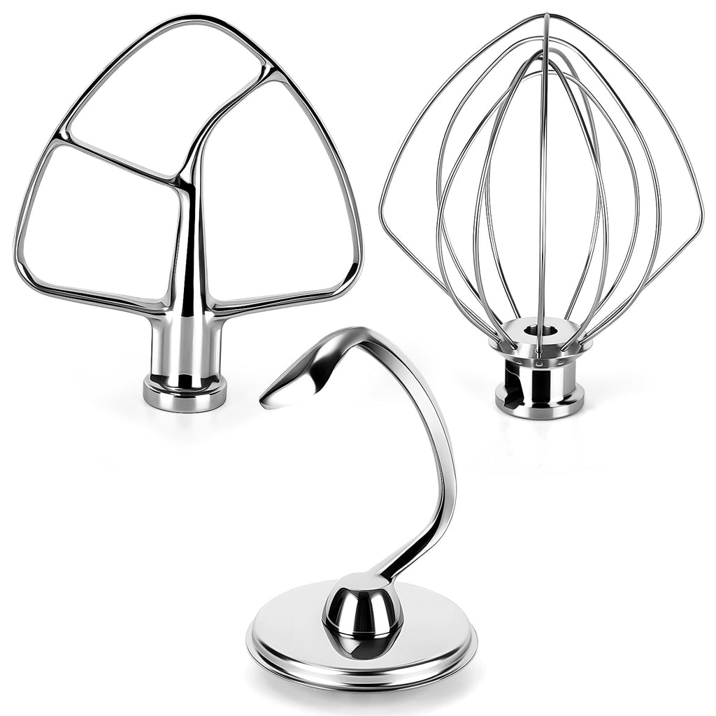 Kitchen Mixers Accessories for KitchenAid Stand Mixers, Stainless Steel Kitchen Mixer Attachment Includes K45WW Wire Whip, K45DH Dough Hook and K45B Flat Beater