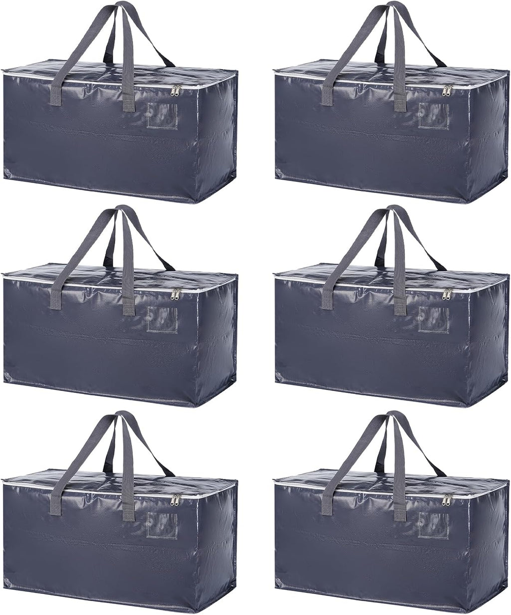 Skiennix Extra Heavy Duty Large Moving Bags - Water Resistant Storage with Zippers & Handles | 6 Pack, Black