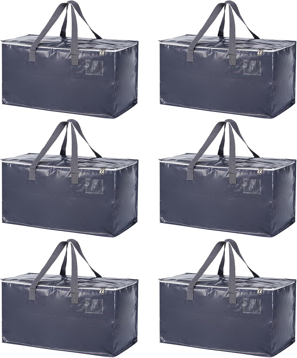 Skiennix Extra Heavy Duty Large Moving Bags - Water Resistant Storage with Zippers & Handles | 6 Pack, Black
