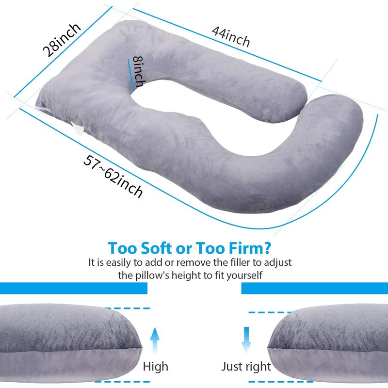 Victostar Pregnancy Pillow,57 inches U Shaped Maternity Pillow with Removable Cover Full Body Pillow Support for Back, HIPS, Legs, Belly (Dark Gray)