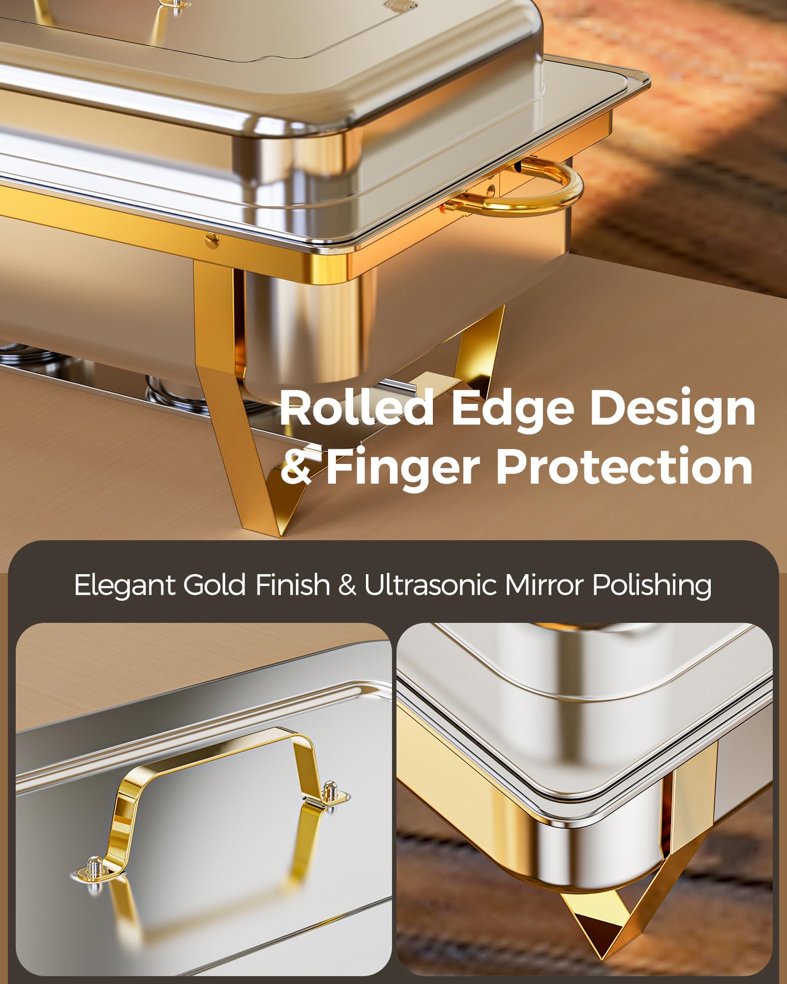 Chafing Dishes for Buffet 2 Pack 3 Pans, High Grade 9QT Chafing Dish Buffet Set, Chafers and Buffet Servers Warmers Sets for Parties, Events and Wedding