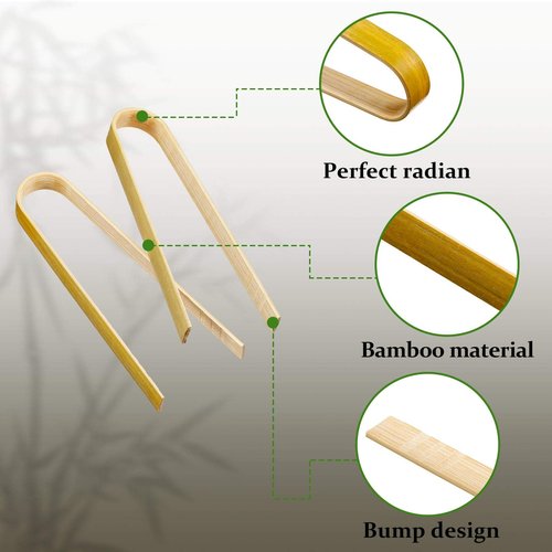 Patelai 90 Pieces Mini Bamboo Tongs Long Toast Tongs Disposable Wooden Cooking Bamboo Cooking Utensils for Toast Bread Pickles Tea Toaster Supplies (6 Inch)