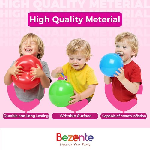 Bezente Blue Balloons - 100 Pack 12-Inch Light Blue Latex Balloons for Weddings & Parties