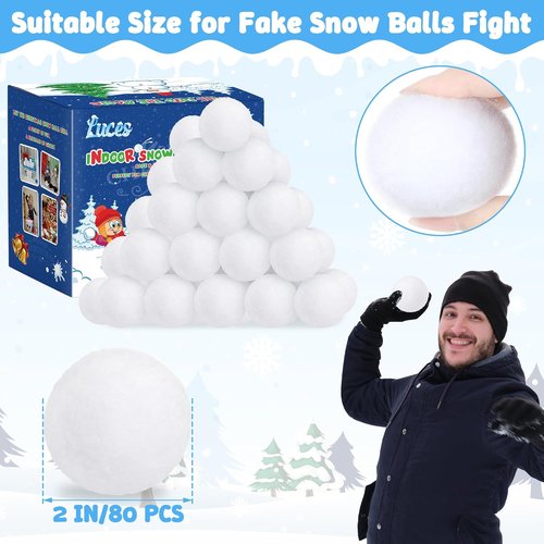 Luces 80 PCS Snow Balls - Soft White Fake Snowballs for Indoor/Outdoor Winter Fun & Christmas Decor