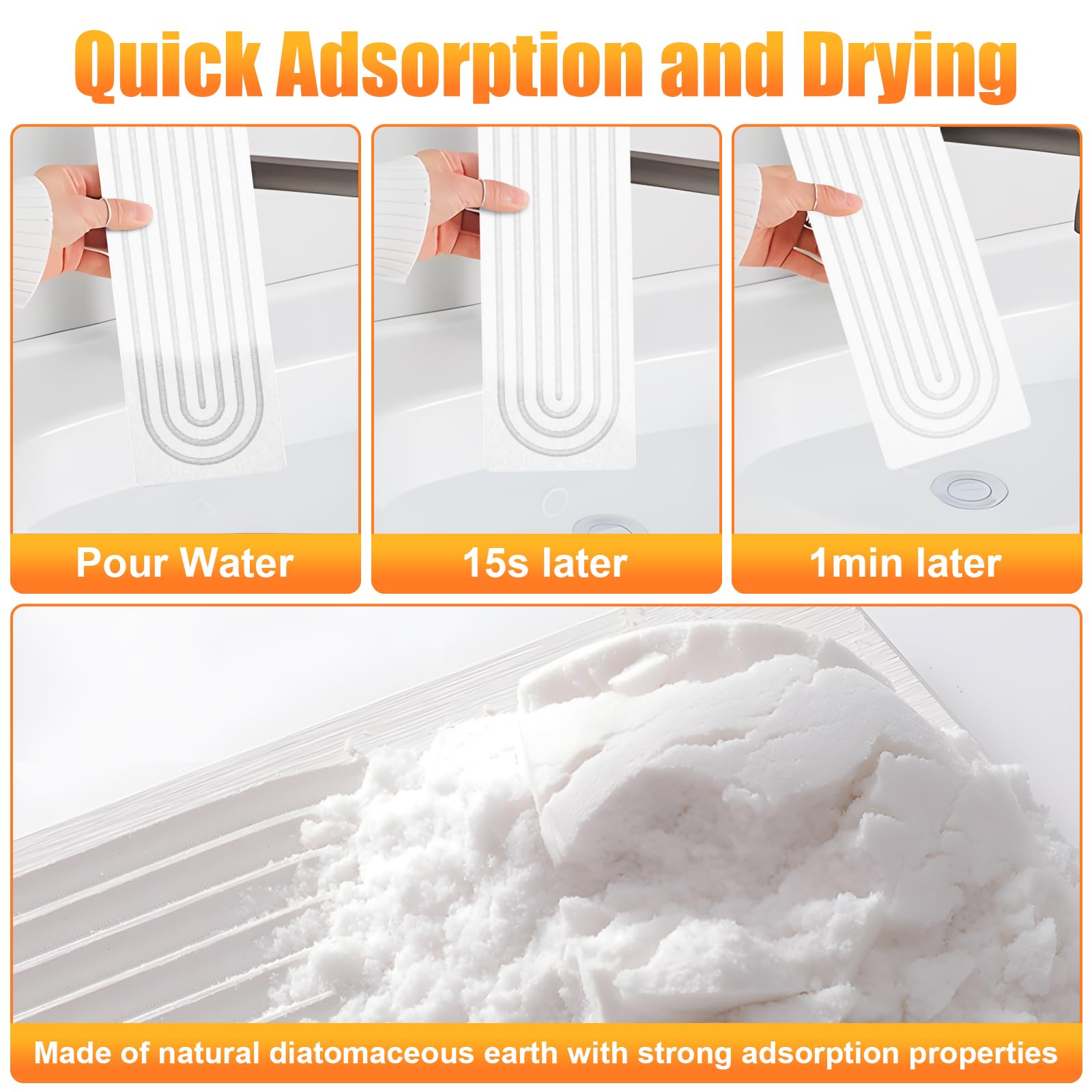 Kitchen Sink Faucet Mat, Super Absorbent Diatomaceous Earth kitchen Sink Mat Prevents Water Pooling in Sinks, Sink Splash Guard for Kitchen Bathroom Keeps Counrtops Dry (White)