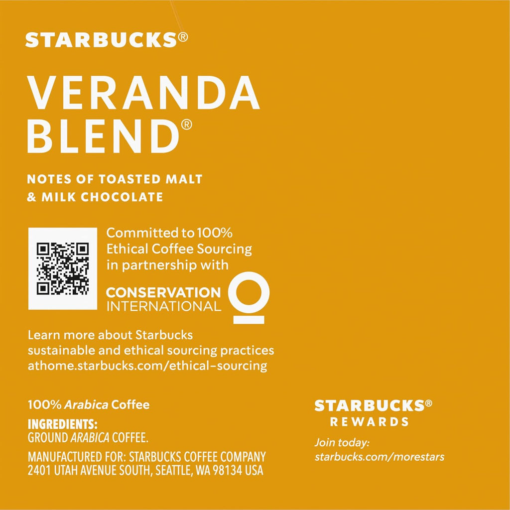 Starbucks K-Cup Pods - Veranda Blend Blonde Roast 100% Arabica Coffee | 60 Pods Total