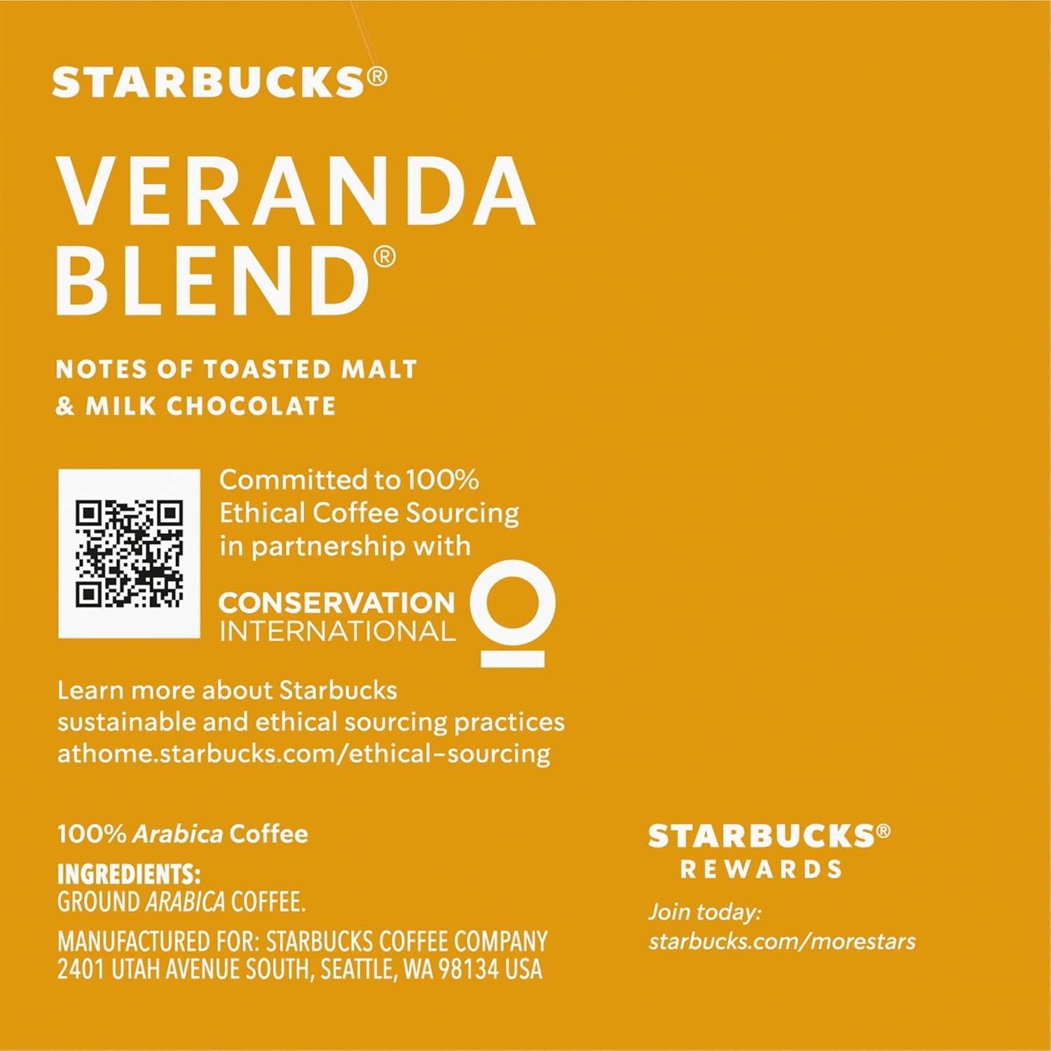 Starbucks K-Cup Pods - Veranda Blend Blonde Roast 100% Arabica Coffee | 60 Pods Total